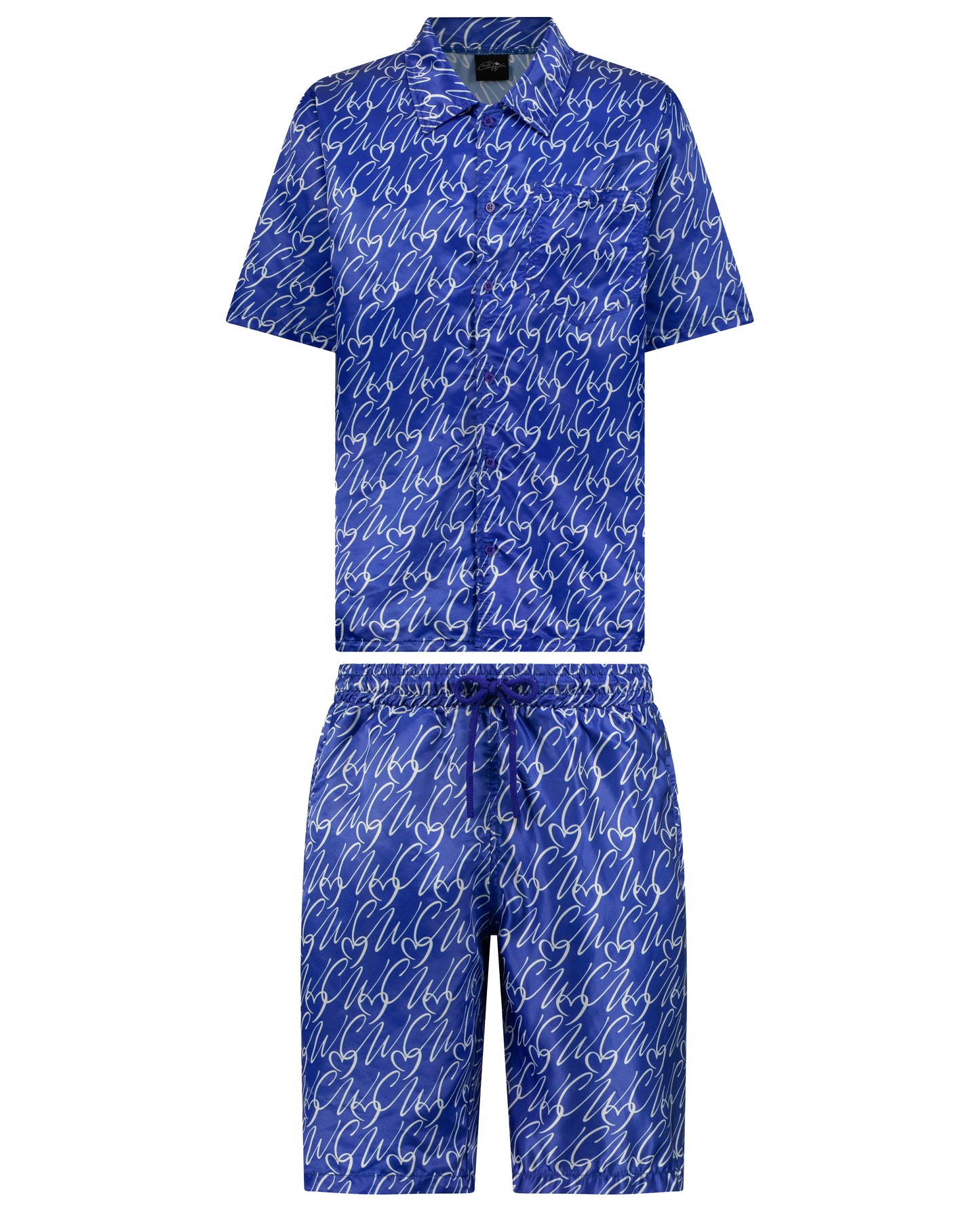 Nipsey Blue Silk Shirt & Shorts Set