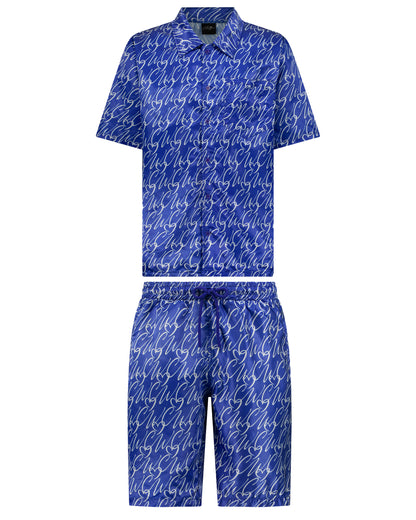 Nipsey Blue Silk Shirt & Shorts Set