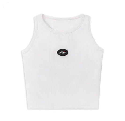 White Ribbed Crop Top